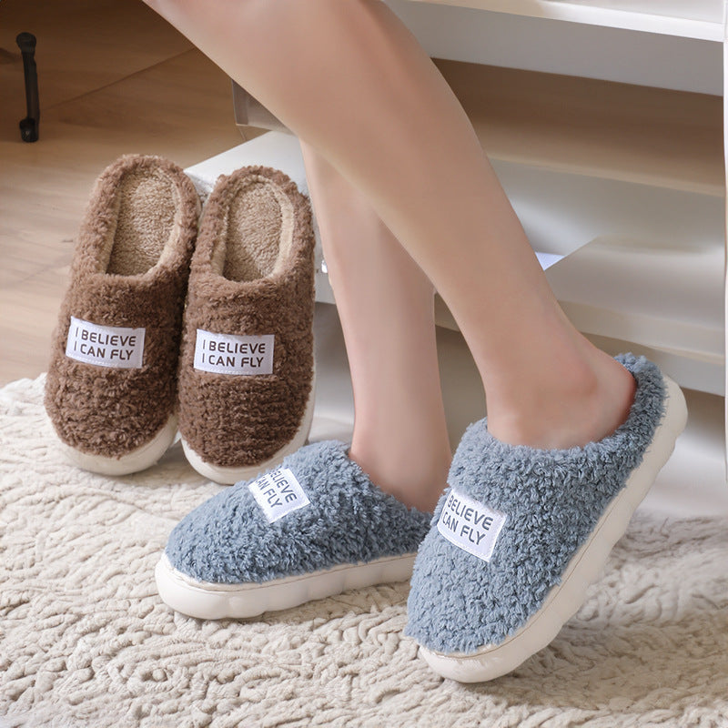 Wholesale of Autumn and Winter Plush Cotton Bag Heel Slippers